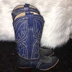 Blue cowboy boots